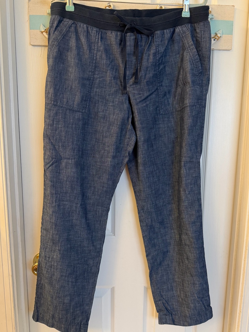Talbots Cotton Chambray Easy Drawstring Pants Sz 14